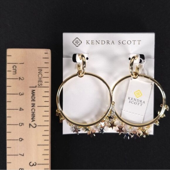 NWT KENDRA SCOTT Women’s Sloane Open Frame Hoop Earrings Mixed Metal Stars - Picture 4 of 11